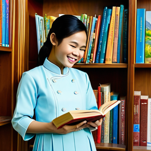 Home 17 스토리텔러 실기 시험의 핵심 주제 - The Storyteller's Preparation**
A young, enthusiastic Vietnamese woman, fully clothed in ao dai, ca...