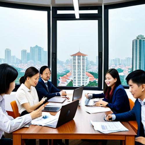 Home 16 스토리텔러가 참여한 글로벌 프로젝트 성공 사례 - **Prompt:** "A diverse team of Vietnamese and international professionals collaborating around a tab...