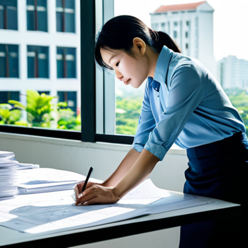 Home 1 스토리텔러로서의 자기계발 도구 - Modern Vietnamese Architect**
"A professional, fully clothed female architect in a modest, modern o...
