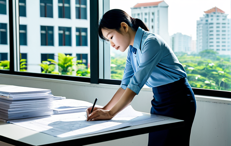 스토리텔러로서의 자기계발 도구 - Modern Vietnamese Architect**
"A professional, fully clothed female architect in a modest, modern o...