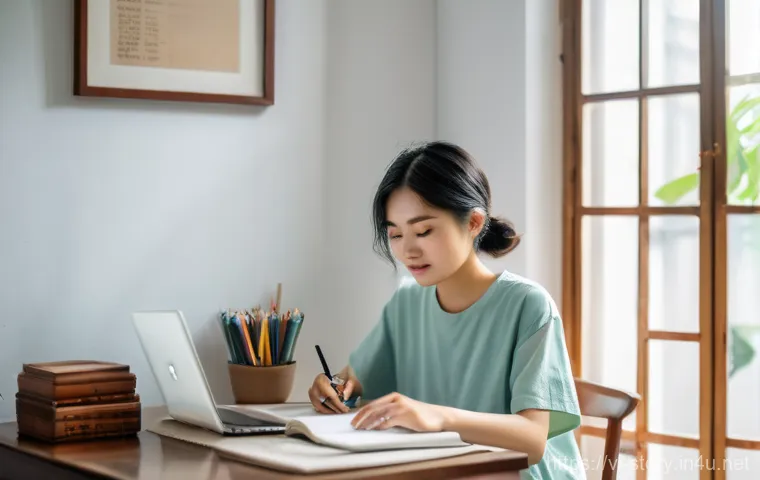 스토리텔러와 데이터 기반 스토리 제작의 활용 - **Prompt:** A young Vietnamese female blogger, in her late 20s, with short, stylish hair, sits comfo...