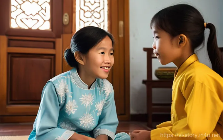 스토리텔러 관련 산업 현황 - **Prompt 1: Heartwarming Intergenerational Storytelling in Vietnam**
"A cozy, brightly lit scene...