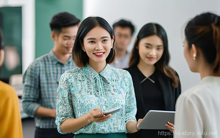 스토리텔러 자격증의 글로벌 인증 가능성 분석 - **Prompt:** A diverse group of young adults and adults, all casually yet stylishly dressed, gathered...