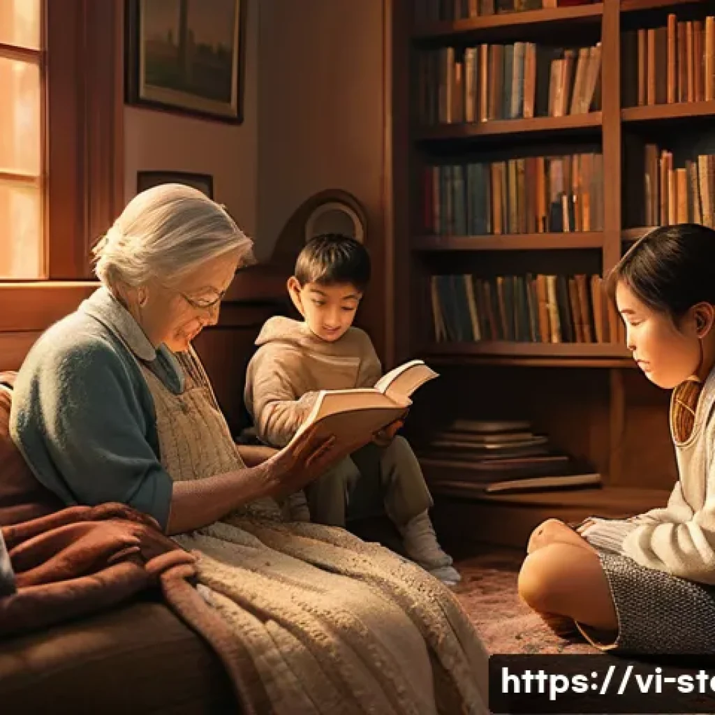 스토리텔러 자격증의 학습 자료 추천 - **Prompt: The Unspoken Connection**
"A cozy, warmly lit indoor scene, illustrating a diverse gro...