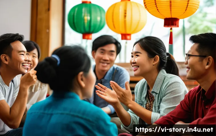 스토리텔러 직무 수행의 가장 큰 어려움 - A vibrant storytelling workshop scene in a cozy Vietnamese community center, featuring a diverse gro...