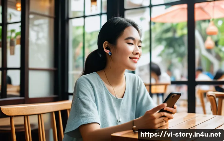 스토리텔러 관련 직업의 다양한 이야기 제작 방법과 사례 분석과 연구 - A modern Vietnamese young woman in casual trendy clothes, sitting comfortably in a cozy cafe in Ho C...