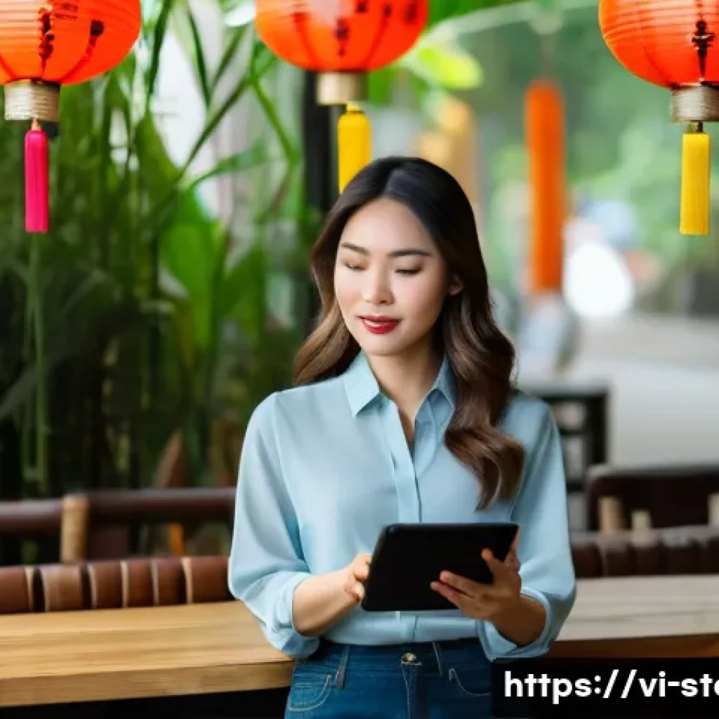 스토리텔러가 중요하게 생각해야 할 고객 니즈 - A Vietnamese female storyteller in her 30s, dressed in smart casual attire with a modern Ao Dai-insp...